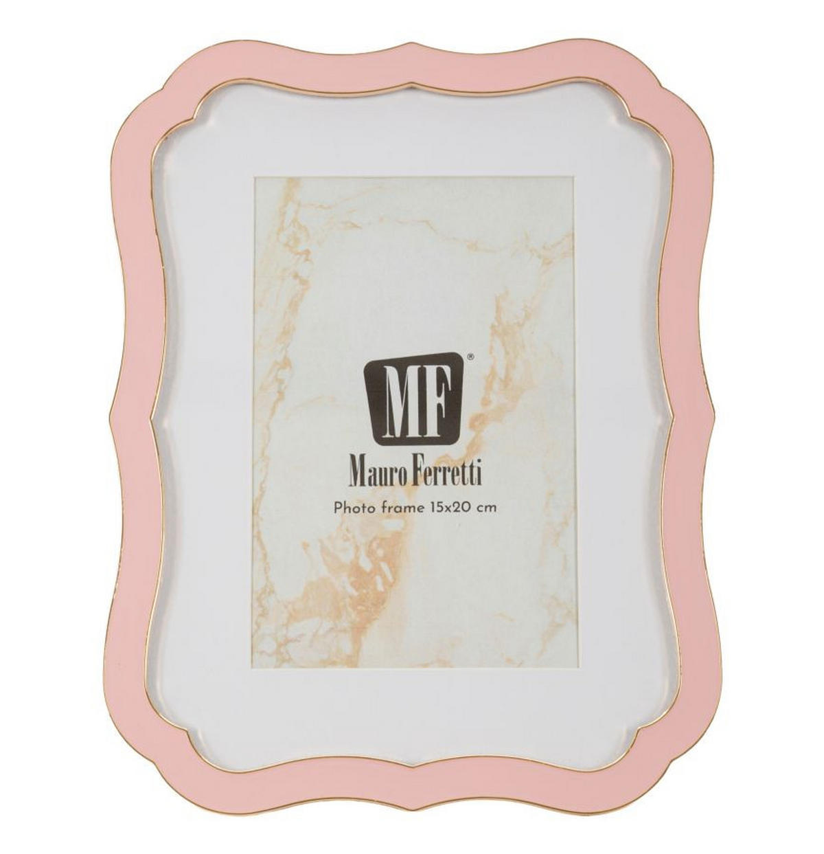 BILDERRAHMEN Margot, Fotoformat 15 x 20 cm, rosa und goldfarben, Zink und Glas, Rahmen 17 x 1,4 x 21,9 cm - Pink/Goldfarben, Glas/Metall (17/21.9/1.4cm) - Mauro Ferretti