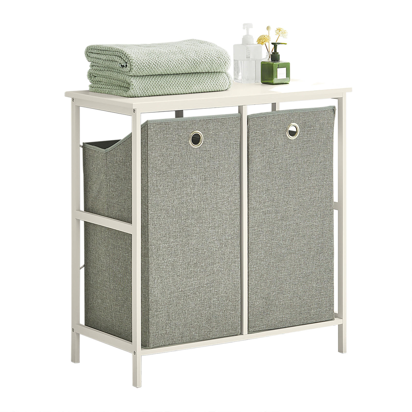 BADRUMSSKÅP med tvättkorg Vit 80x77x38cm 80/77/38 cm