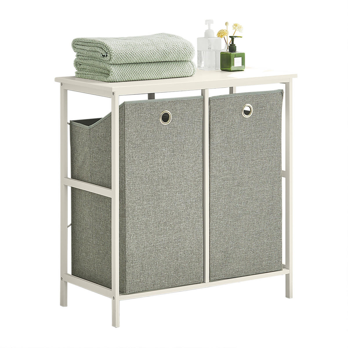 WÄSCHESCHRANK Weiß - Weiß, Holzwerkstoff/Metall (77/80/38cm) - SoBuy