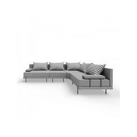 GARTENSOFA BAHAMA M - Rechts - Wetterfeste Balkonmöbel & Terrassenmöbel Außen - Moderne Lounge Möbel für Garten - Balkon & Terrasse - Grau gestreift - Grau, Kunststoff (298/75/222cm) - Trada