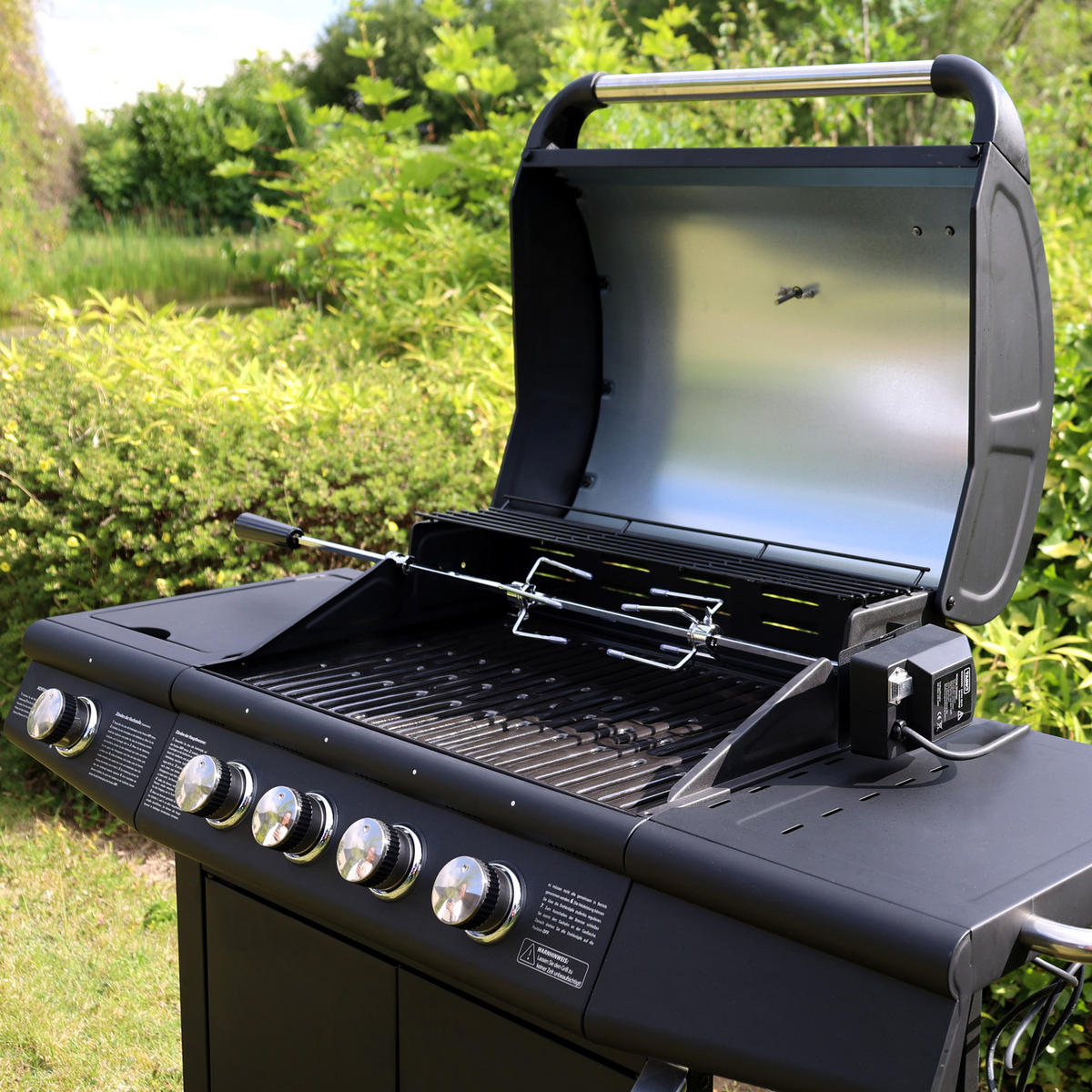 DREHSPIESS mit Motor - Silberfarben, Metall (106cm) - TAINO