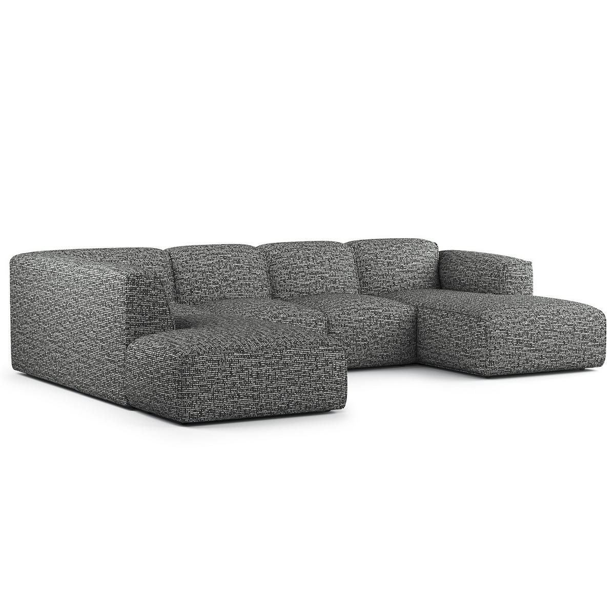 WOHNLANDSCHAFT mit Longchair - Schwarz/Grau, Kunststoff/Textil (325/71/235cm) - home24