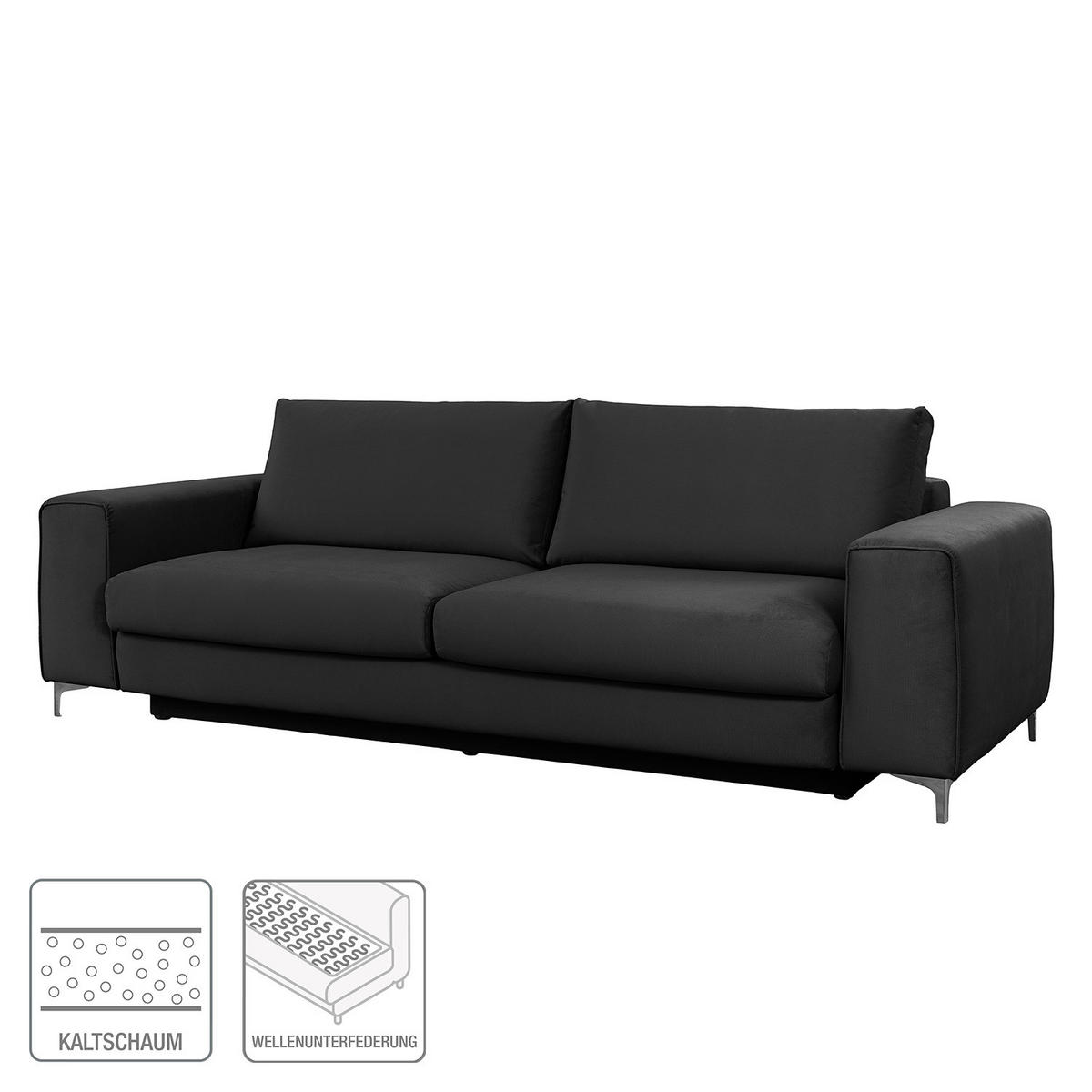 SCHLAFSOFA - Samt - Anthrazit/Silberfarben, Textil/Metall (265/91/105cm) - home24