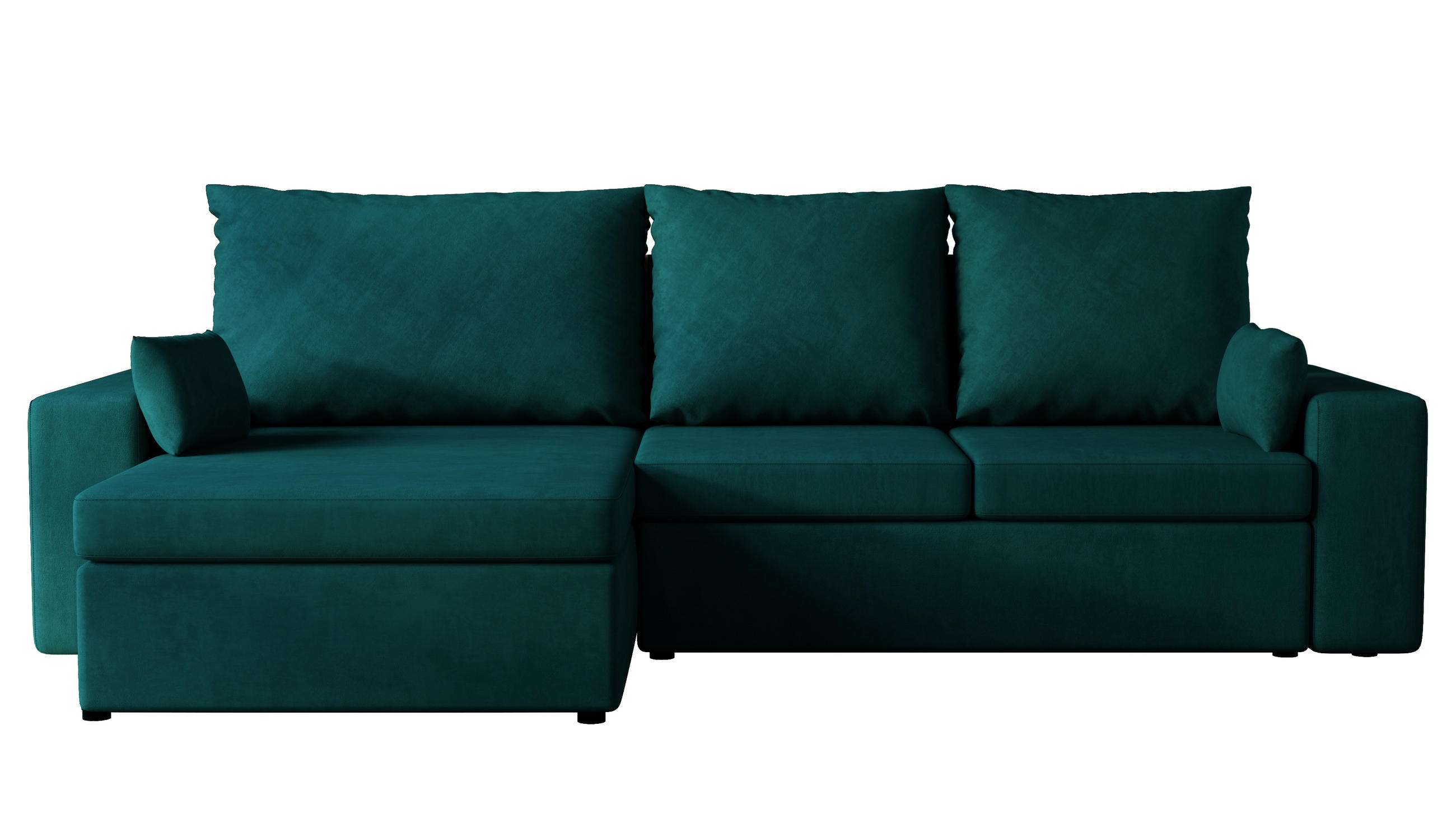 ECKSOFA Paco mit Bettkasten und Schlaffunktion, L-Form/XL-Form, Velourstoff, Universal - Türkis, Holzwerkstoff (276/145cm) - 4ALL HOME