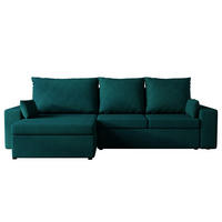 ECKSOFA Paco mit Bettkasten und Schlaffunktion, L-Form/XL-Form, Velourstoff, Universal - Türkis, Holzwerkstoff (276/145cm) - 4ALL HOME