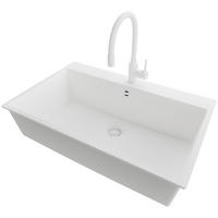 GRANITSPÜLE Riga, 2-er set Alles Weiß 78/50 cm 1 Becken + Küchenarmatur 38/14 cm + Ablauf-Set ab 80er Unterschrank - Weiß, Kunststoff (78/20/50cm) - Primagran