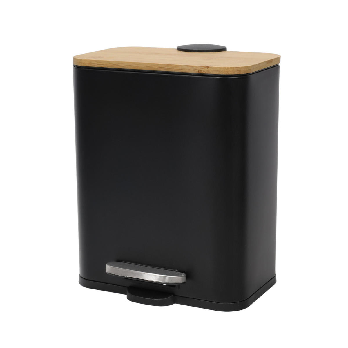 TRETEIMER Bambus Zetru 5 l - Schwarz, Metall (22.5/28/20cm) - NUXIO