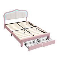POLSTERBETT 140/200 cm mit 2 Schubladen und LED, DE-41731, in Rosa - Pink, Holzwerkstoff (140/200cm) - ComfortXL