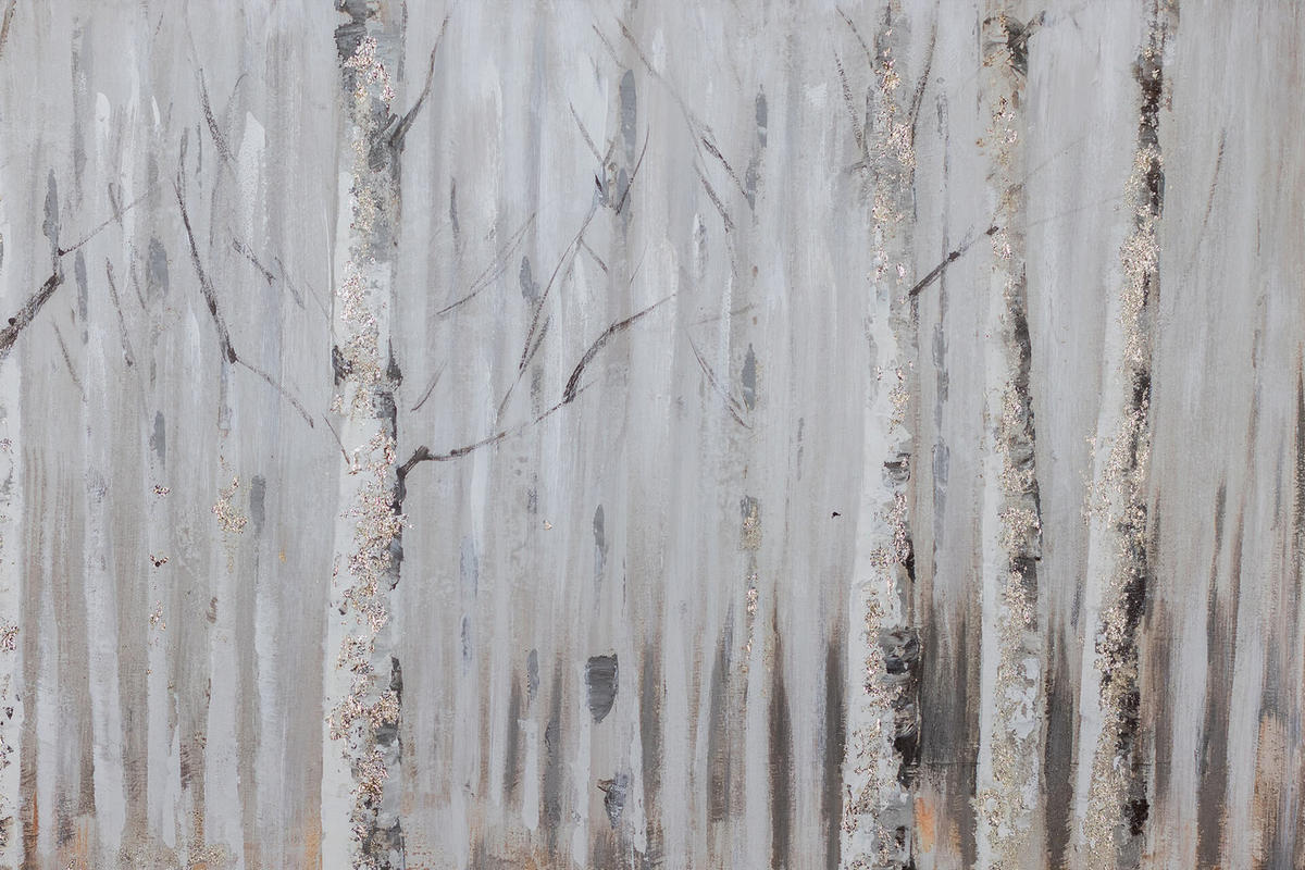 ACRYLBILD HANDGEMALT 90/60 cm - Weiß/Braun, Holz/Textil (90/60cm) - KUNSTLOFT