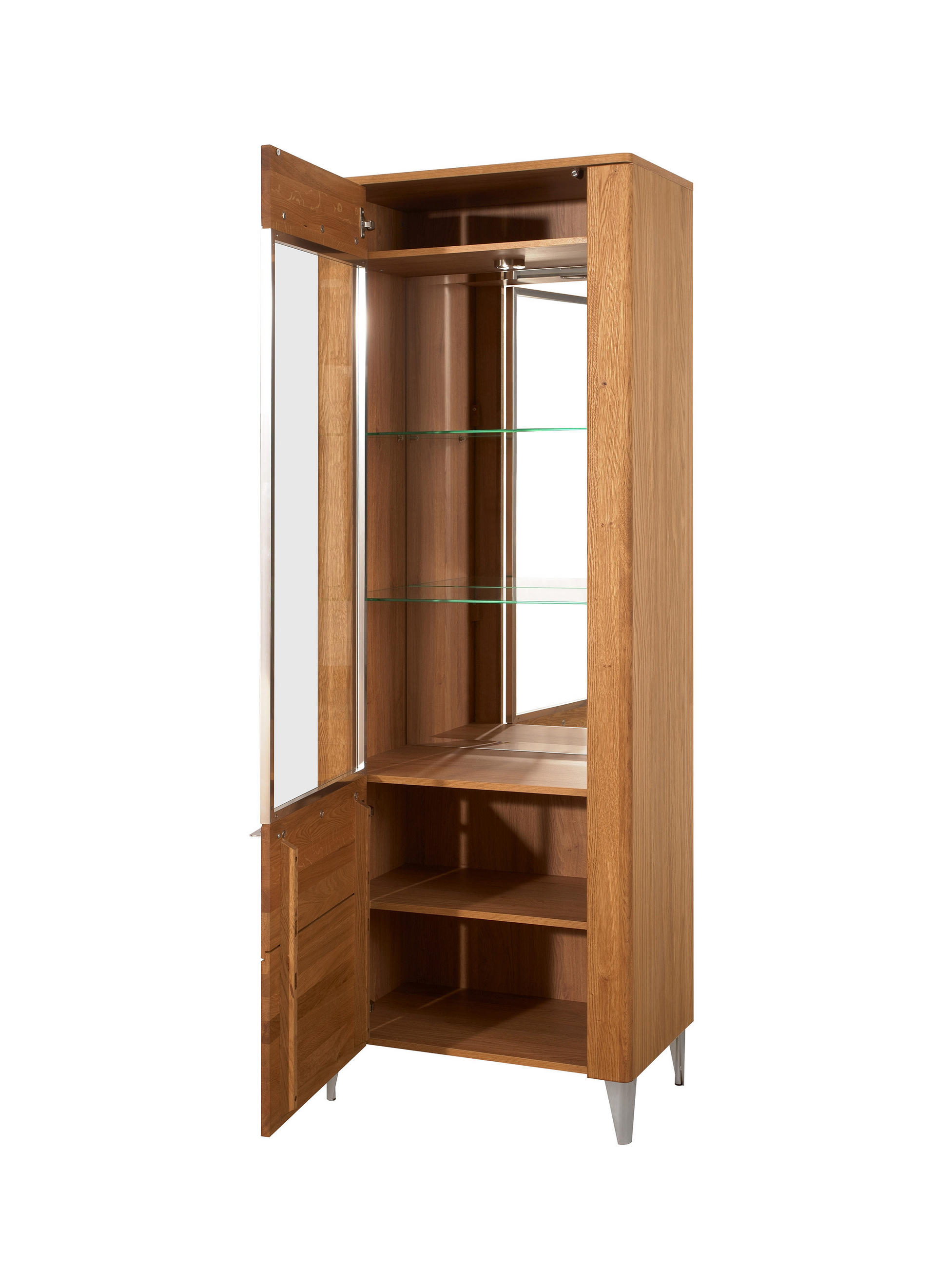 STANDVITRINE Latina Honig Eiche 70 / 42 / 200cm - Honigeiche/Braun, Holz/Metall (70/200/42cm) - Feldmann-Wohnen
