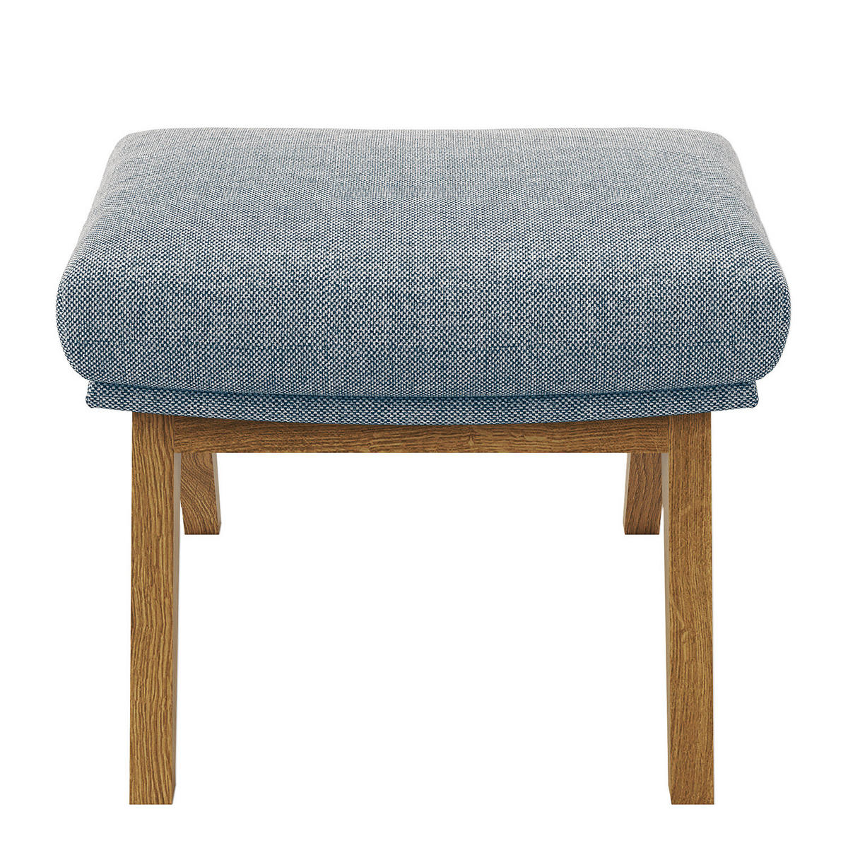 HOCKER mit Holzfüßen - Blau/Eichefarben, Eichenholz/Textil (54/41/41cm) - home24