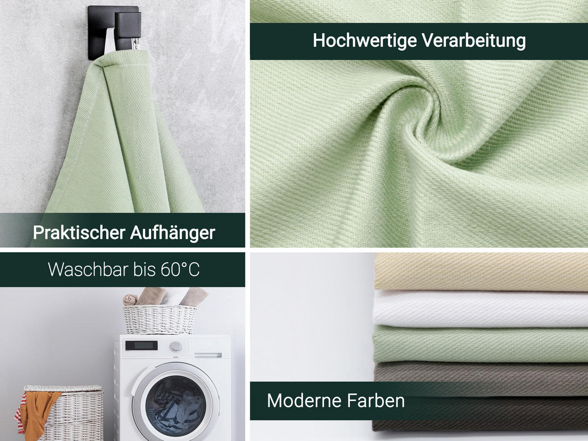 GESCHIRRTÜCHER, 5er-Set, 50x70 cm, 100% Baumwolle, Grün - Hellgrün, Textil (50/70cm) - Zollner