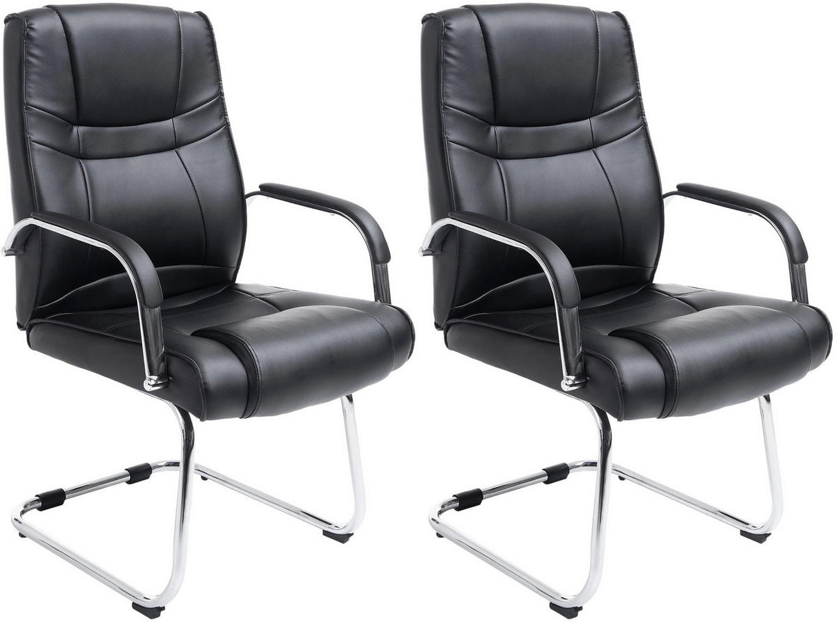 SCHWINGSTUHL 2er Set Lederlook schwarz - Schwarz, Textil/Metall (60/104/67cm) - CLP