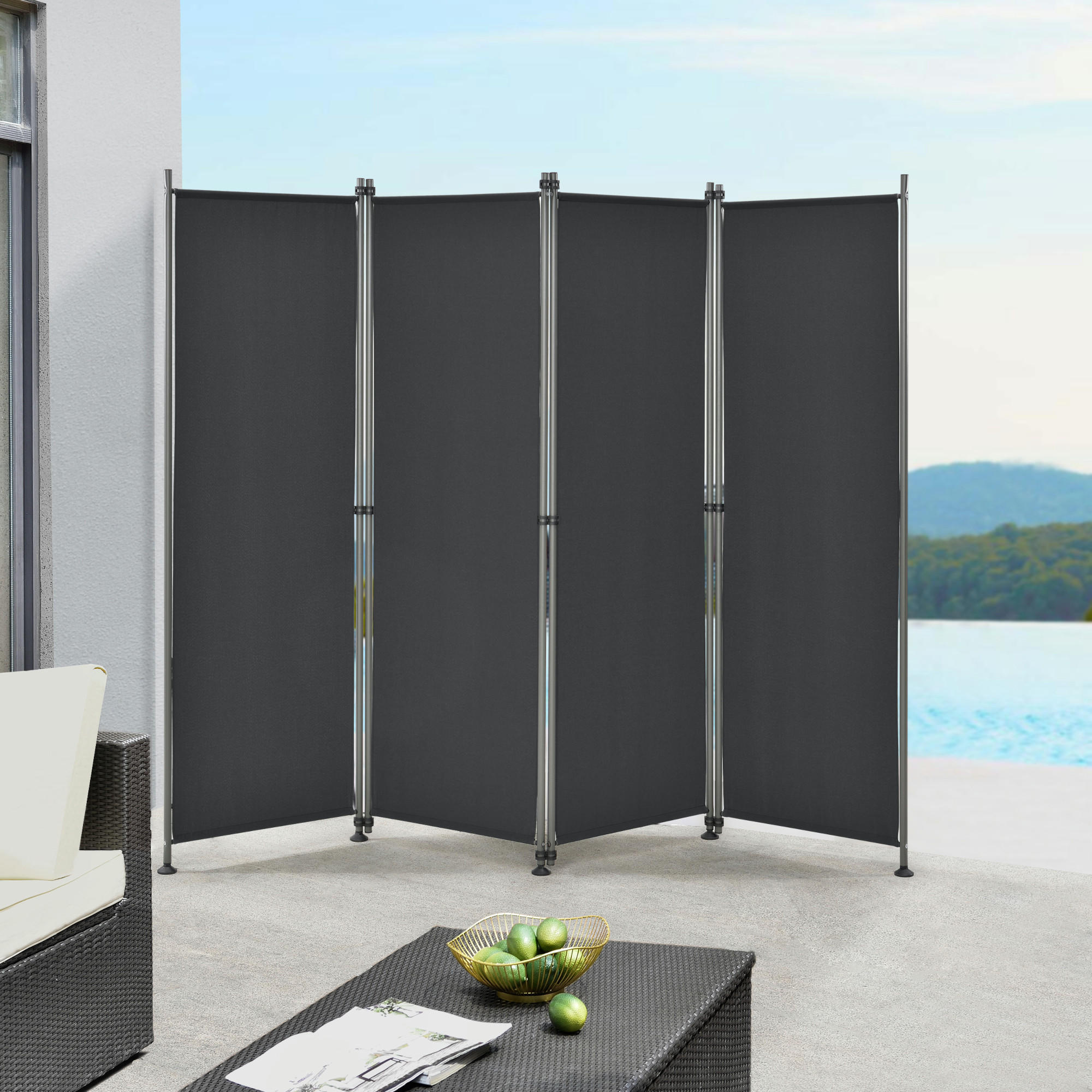 SICHTSCHUTZ Modica - Schwarz, Textil/Metall (215/170cm) - pro.tec