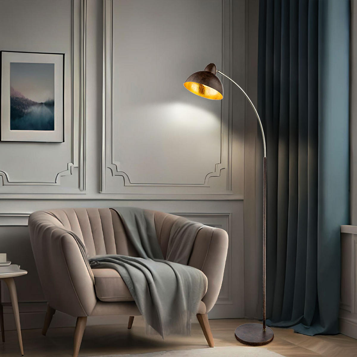 LED STEHLEUCHTE Anita Braun Rostoptik - Braun, Metall (51/25/155cm) - Globo Lighting