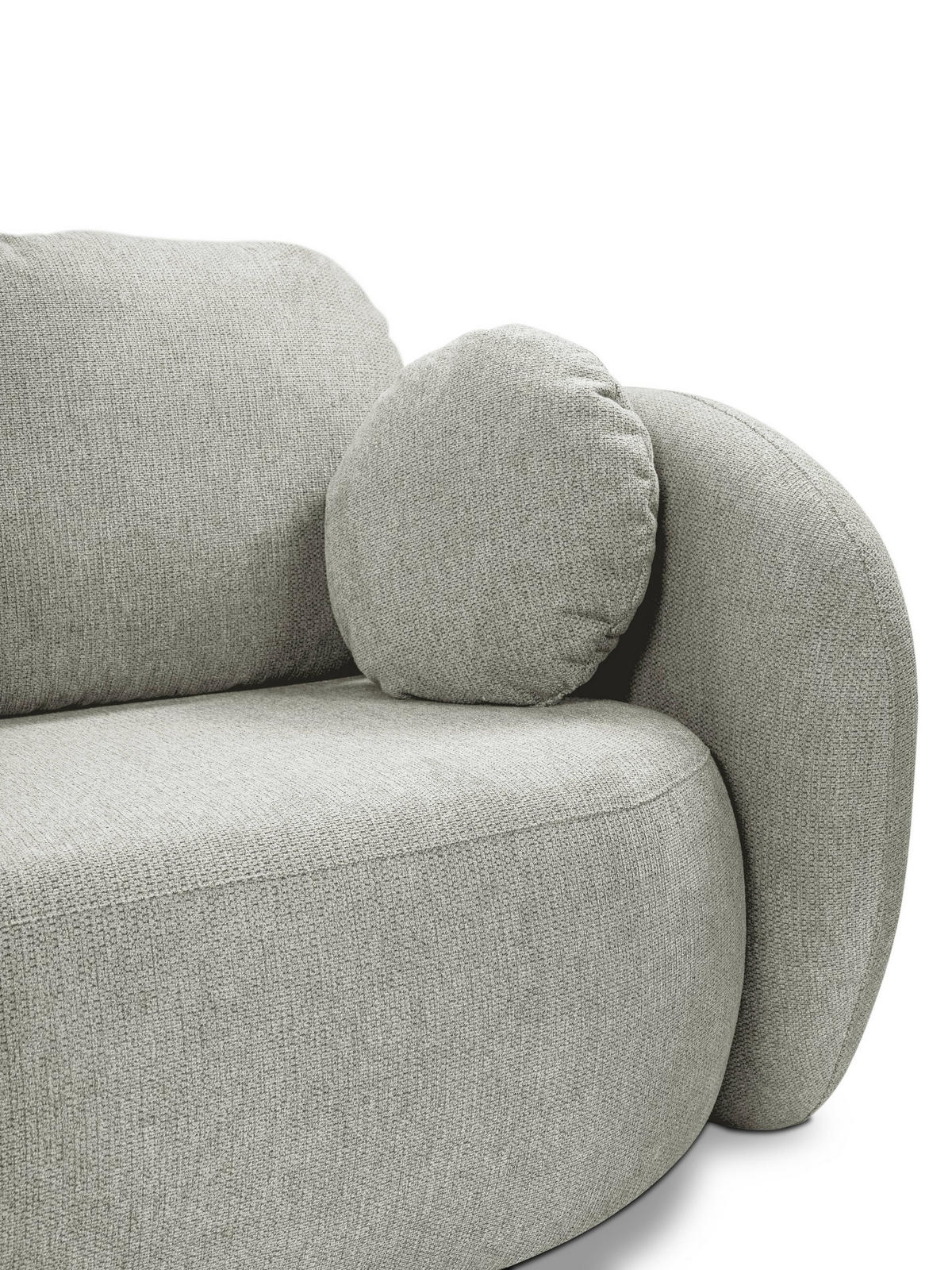 BETTSOFA AMICO Hellgrau Geflochtener Stoff mit Schlaffunktion - Hellgrau, Holz (238/86.5/101cm) - MASSENO