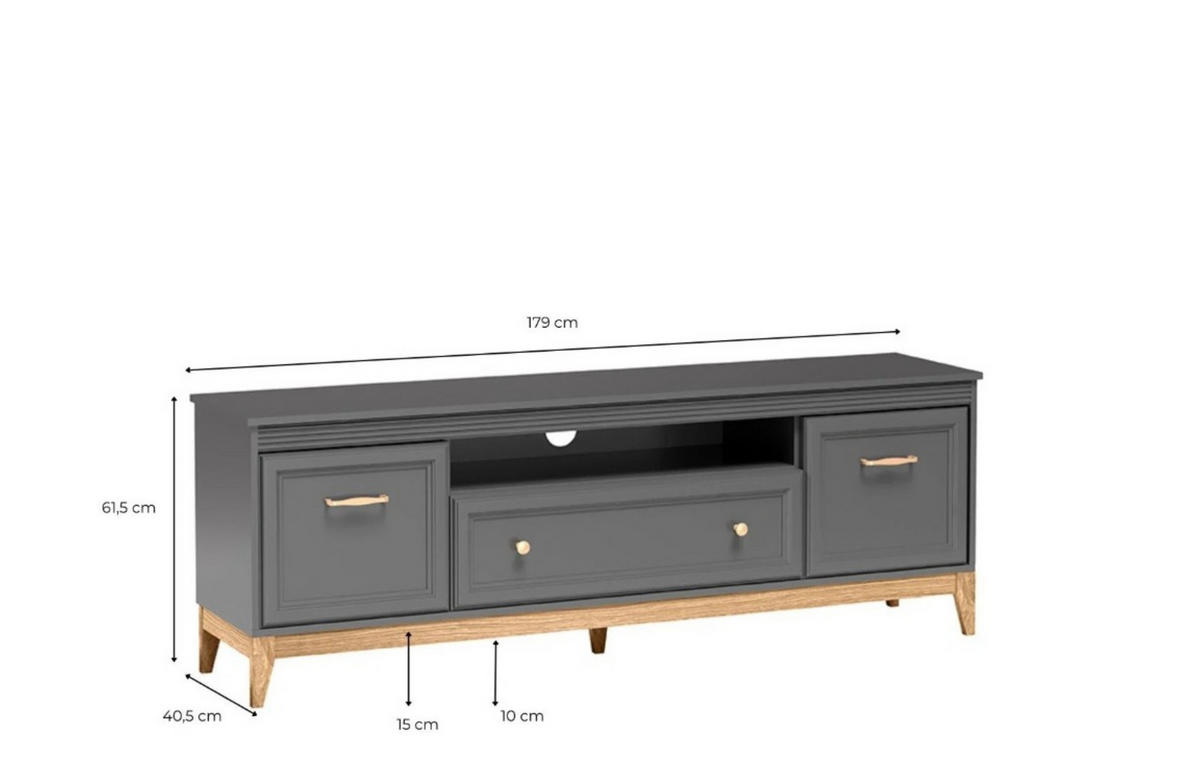LOWBOARD SUOLO 179/61,5/40,5 cm, Grau - Grau, Holzwerkstoff (179/61.5/40.5cm) - MASSENO