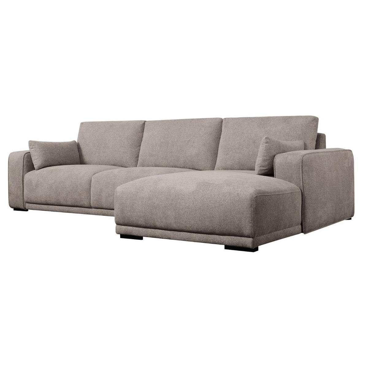 ECKSOFA Webstoff Sand - Beige/Schwarz, Holz/Textil (305/105cm) - Furnhouse