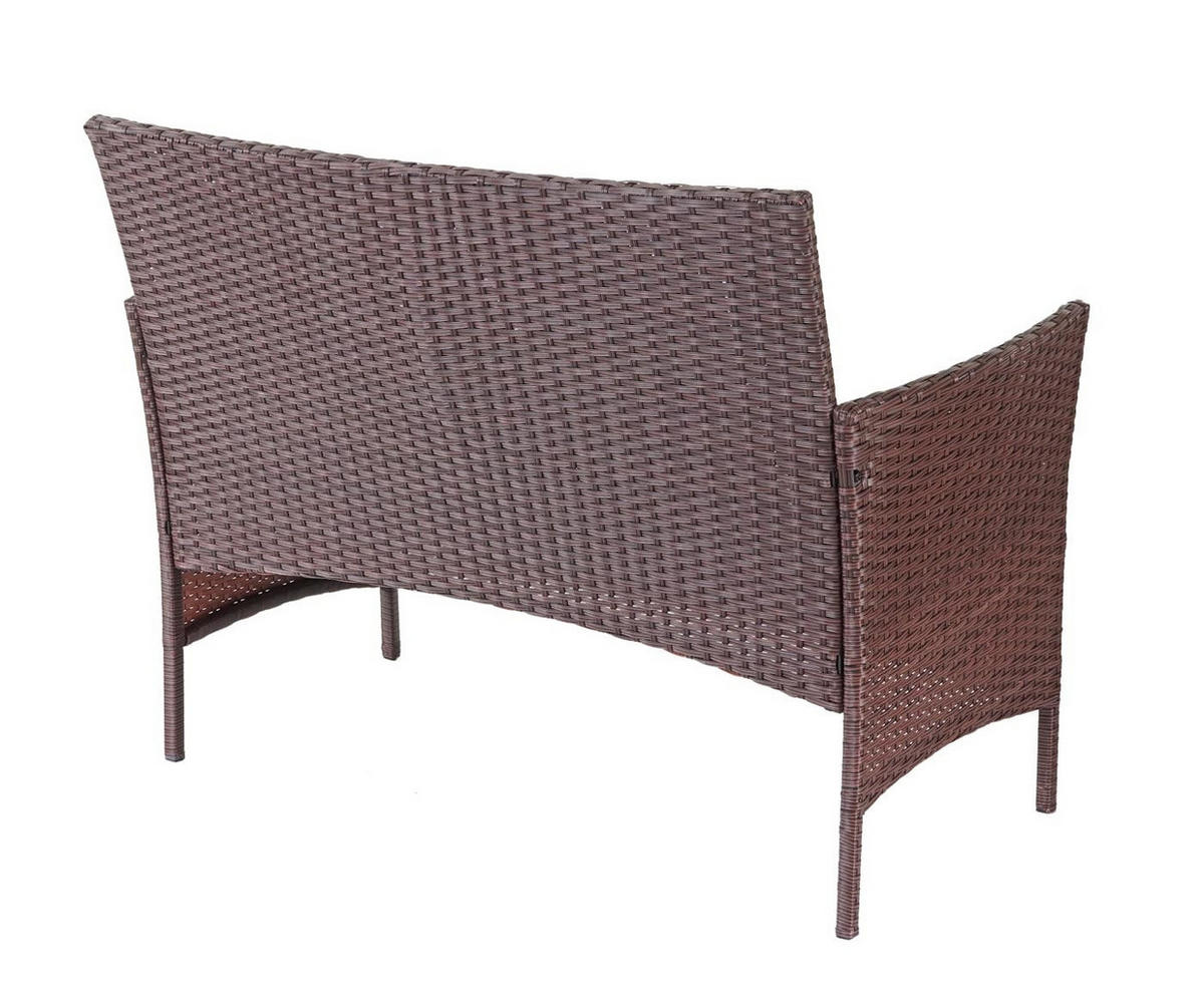 GARTEN-GARNITUR Polyrattan Braun-Meliert Kissen Creme - Braun, Metall - PROREGAL