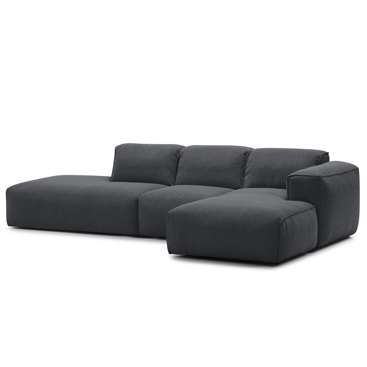 ECKSOFA mit Chaiselongue - Schwarz/Grau, Kunststoff/Textil (290/173cm) - home24