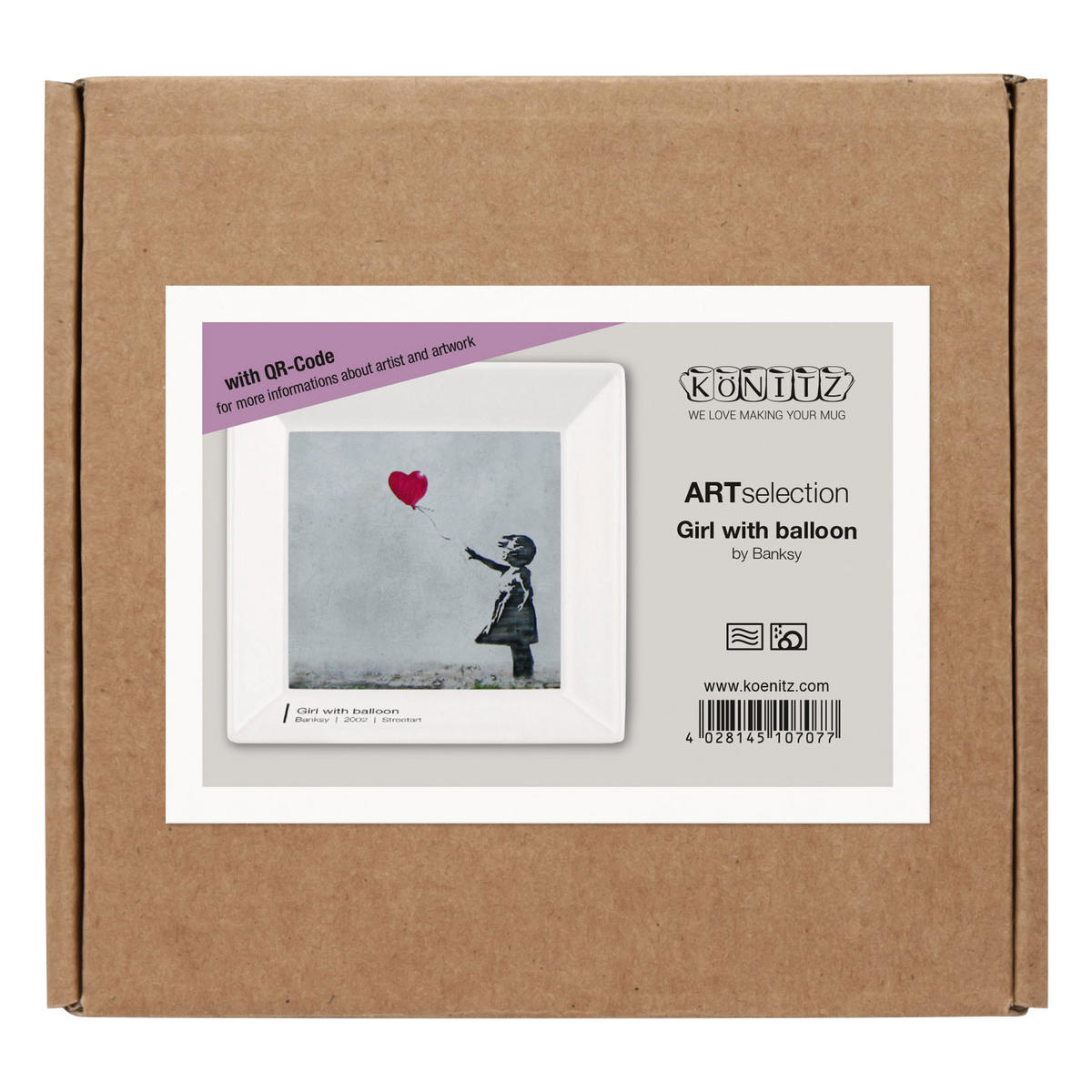 KAFFEEBECHER Vide Poche Girl with Balloon - Banksy im Geschenkkarton - Naturfarben, Keramik (0.4L) - Könitz