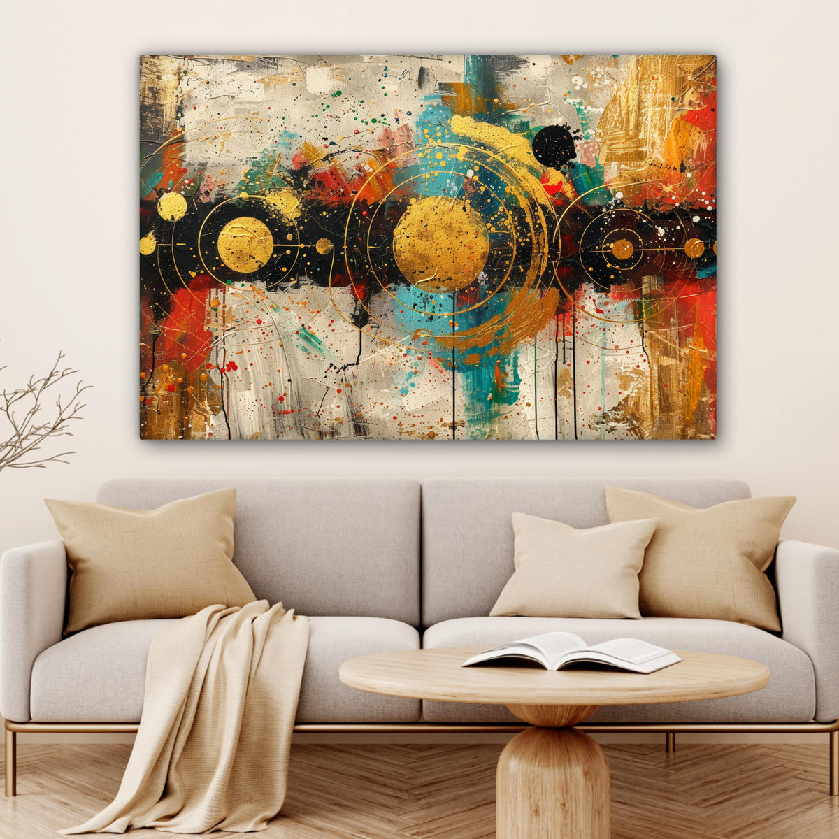 OBRAZ NA PLÁTNE Abstraktné - umenie - zlaté - moderné 140x90 cm - viacfarebná, textil (140/90cm) - MuchoWow