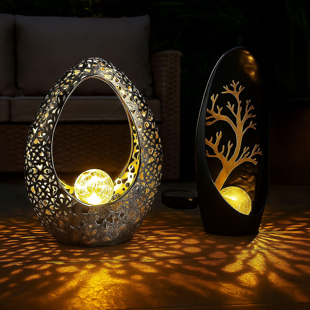 LED AUSSENLEUCHTE Bronze Baum 2er Set - Bronzefarben, Glas (21.5/9.5/27.5cm) - Globo Lighting