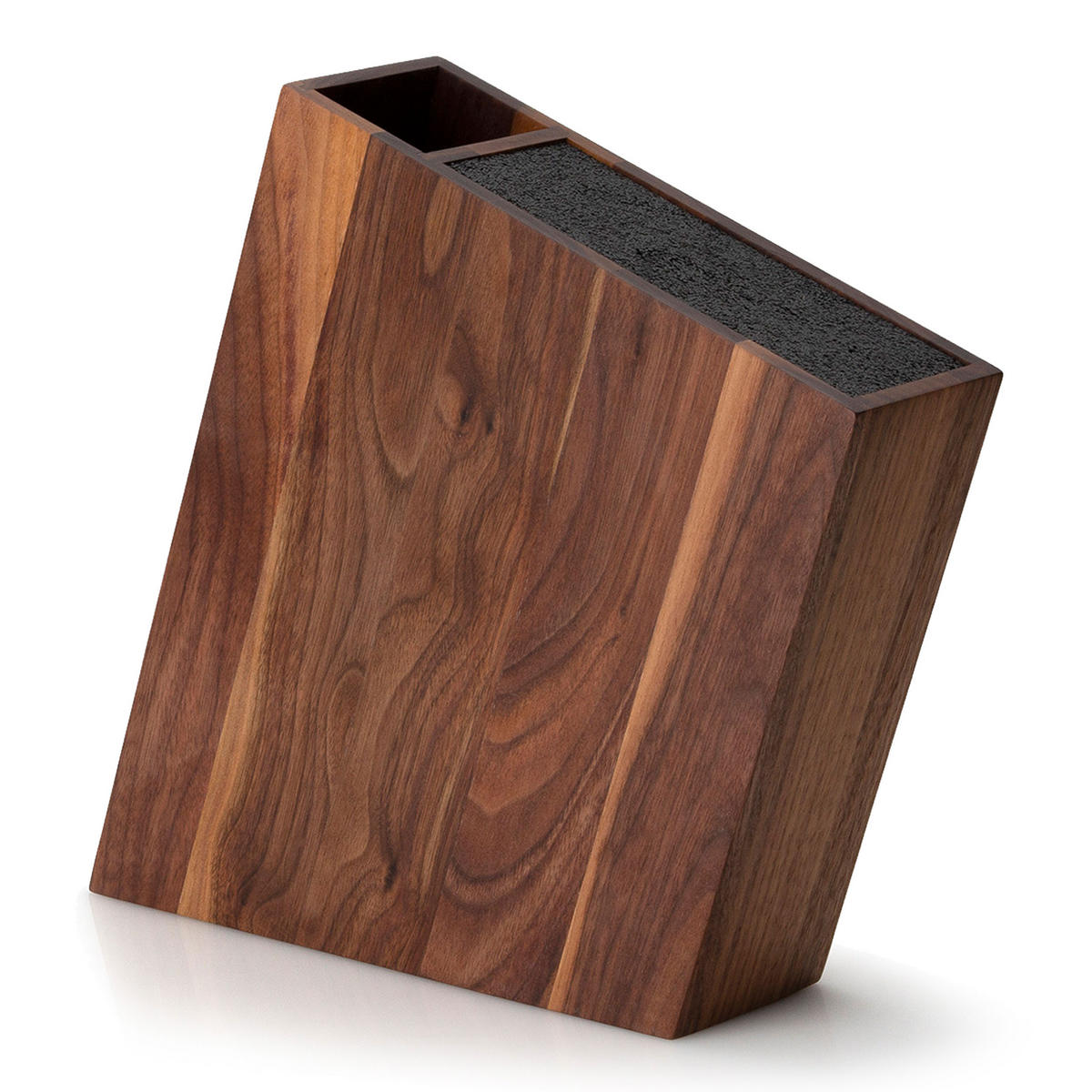 MESSERBLOCK, schräg stehend, mit Utensilienbehälter, Walnussholz - Braun, Holz (30/5/45cm) - Continenta