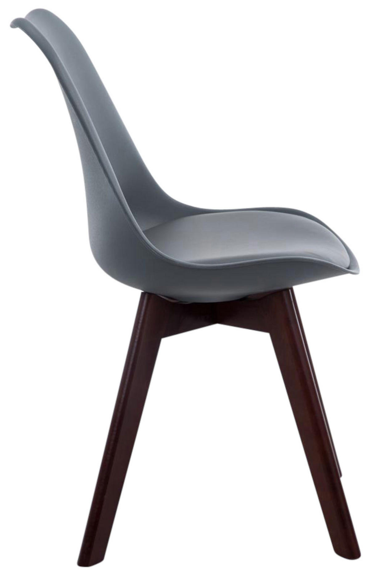 STUHL 4er Set Lederlook grau - Walnussfarben/Grau, Holz/Textil (48/84/55cm) - CLP