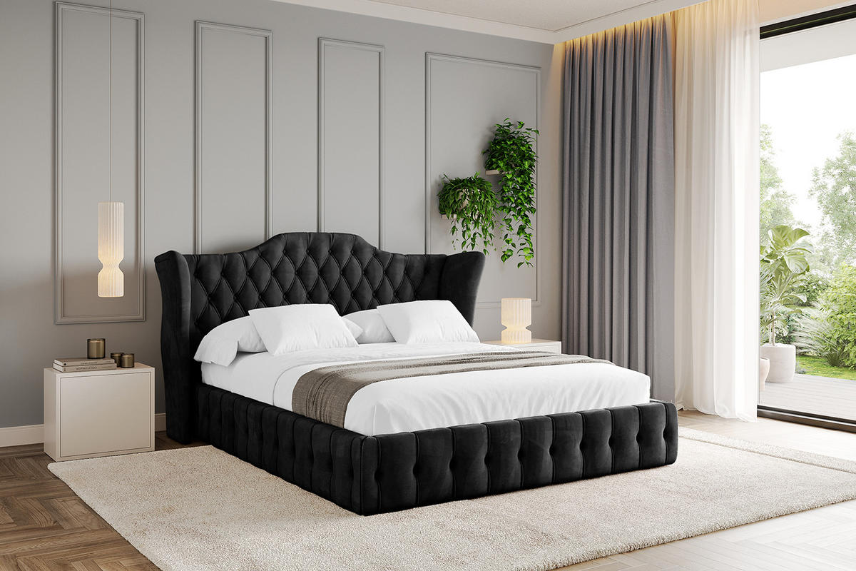 POLSTERBETT mit Bettkasten und Lattenrost, Boxbett ohne Matratze - MODY 180x200 Schwarz - Schwarz, Holzwerkstoff/Textil (180/200cm) - ALTDECOR
