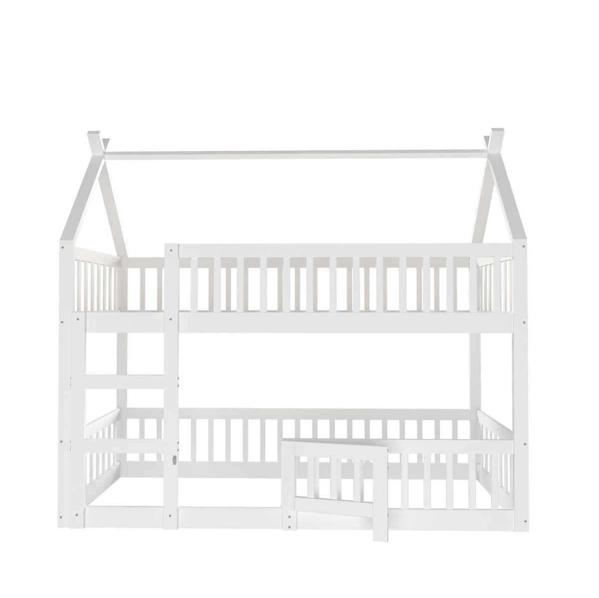ETAGENBETT 90/200 cm mit Treppe und Sicherheitsumrandung, Weiß - Weiß, Holzwerkstoff (90/200cm) - Redom