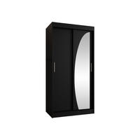 SCHWEBETÜRENSCHRANK Wika 100 cm mit Schubladen - Silberfarben/Schwarz, Holzwerkstoff/Kunststoff (100/200/62cm) - MIRJAN24
