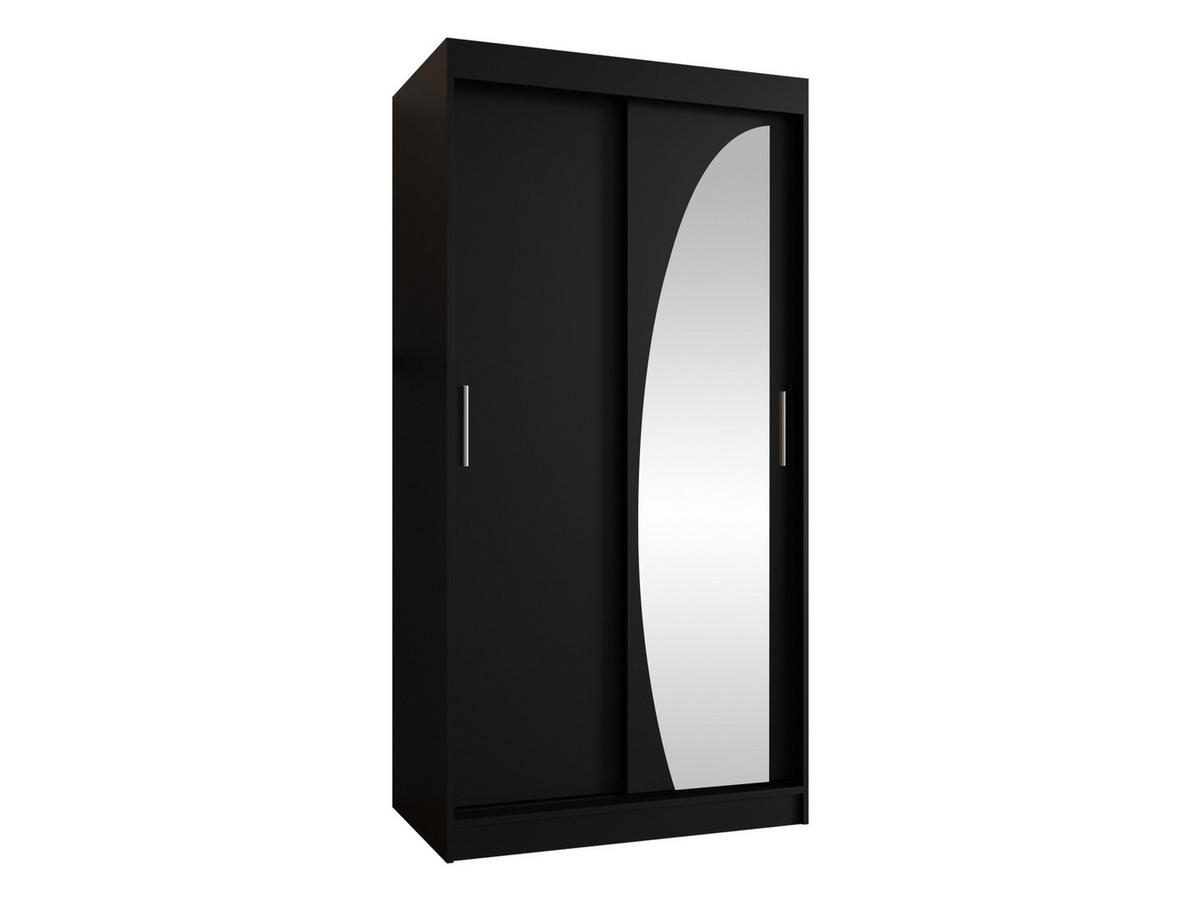 SCHWEBETÜRENSCHRANK Wika 100 cm mit Schubladen - Silberfarben/Schwarz, Holzwerkstoff/Kunststoff (100/200/62cm) - MIRJAN24