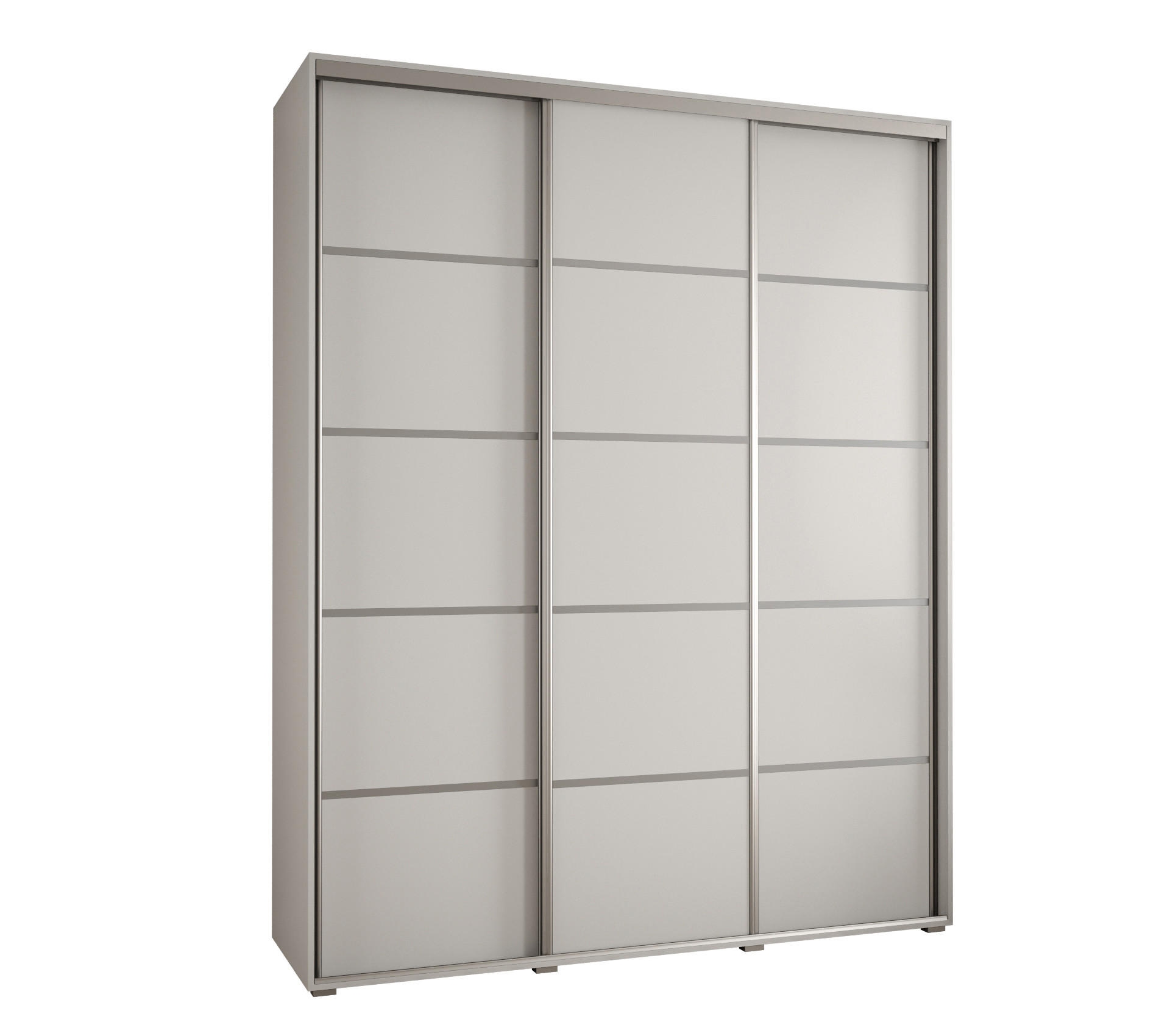 Abiks Möbel SCHWEBETÜRENSCHRANK Weiß, Weiß, Silber 200cm × 60cm × 235cm