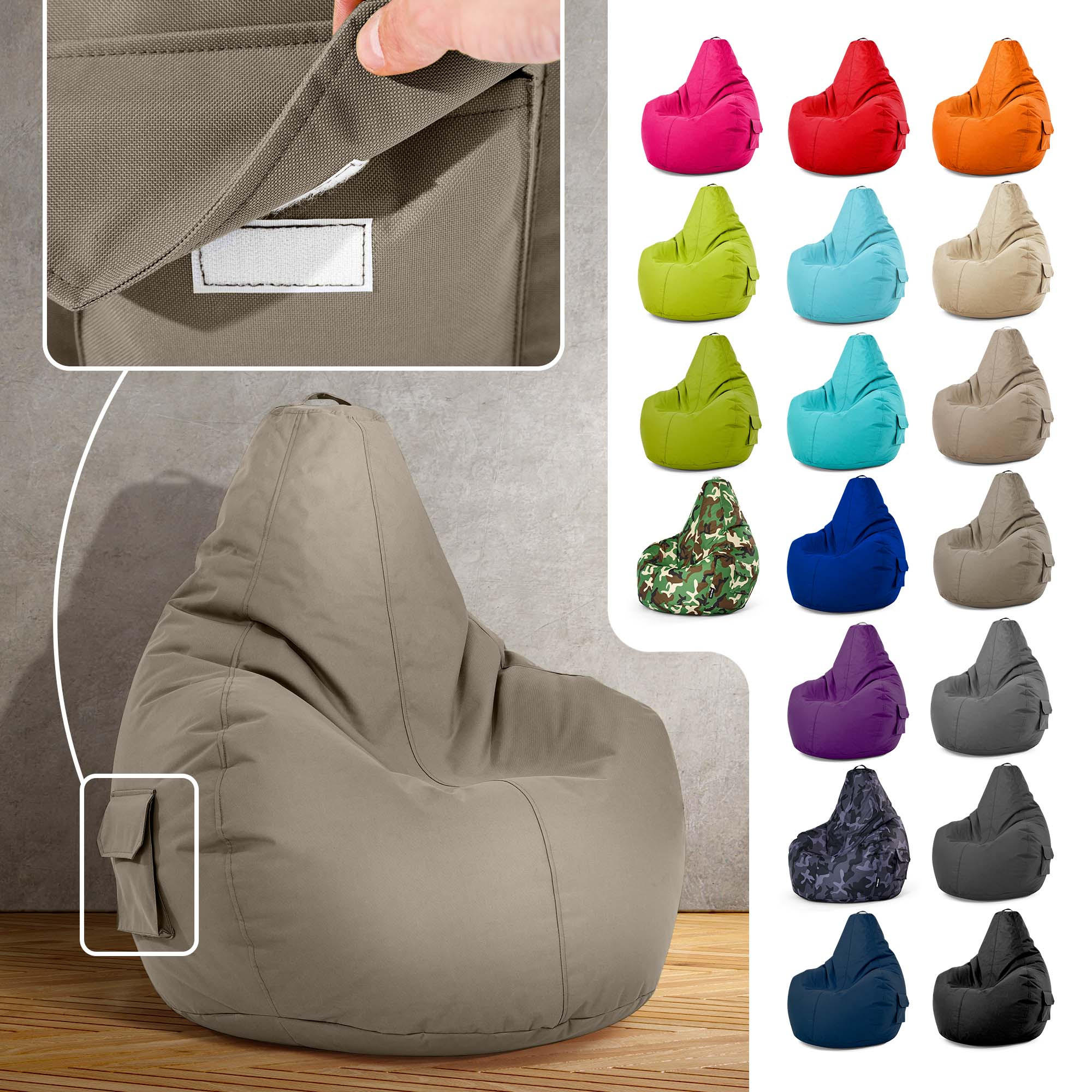SITZSACK Lounge Chair "Cozy" 80x70x90cm - Braun, Textil (70/90/80cm) - Green Bean