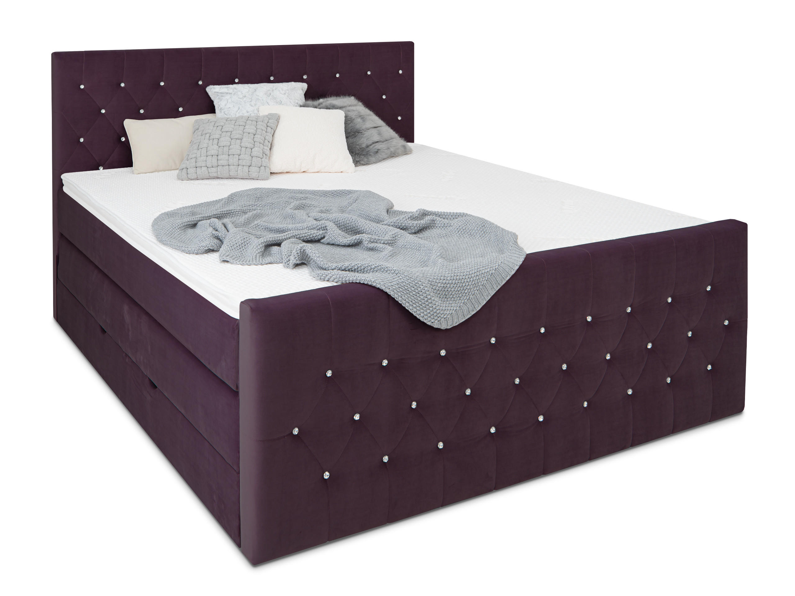BOXSPRINGBETT Sira Lila 160/200 cm H2/H3 Samt - Lila, Textil (160/200cm) - wonello