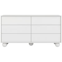 KOMMODE Adel mit 6 Schubladen und runden Füßen, 154 cm, Griffloss, Weiß - Weiß, Holzwerkstoff (154/81/38cm) - Beautysofa