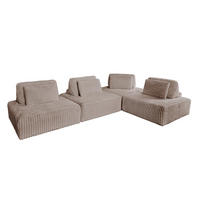 MODULSOFA WIOLO SOFT 4 MODULE 4 KISSEN Taupe Cord - Taupe/Schwarz, Kunststoff/Textil (333/84/222cm) - KAWOLA