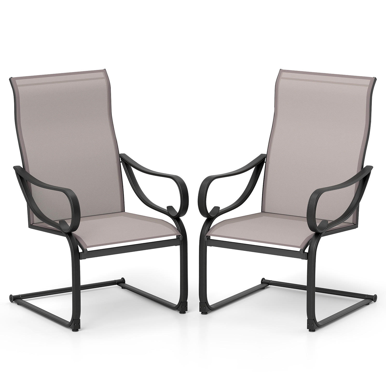 TERRASSENSTUHL Grau(2er-Set) - Grau, Metall (62/108/69cm) - COSTWAY