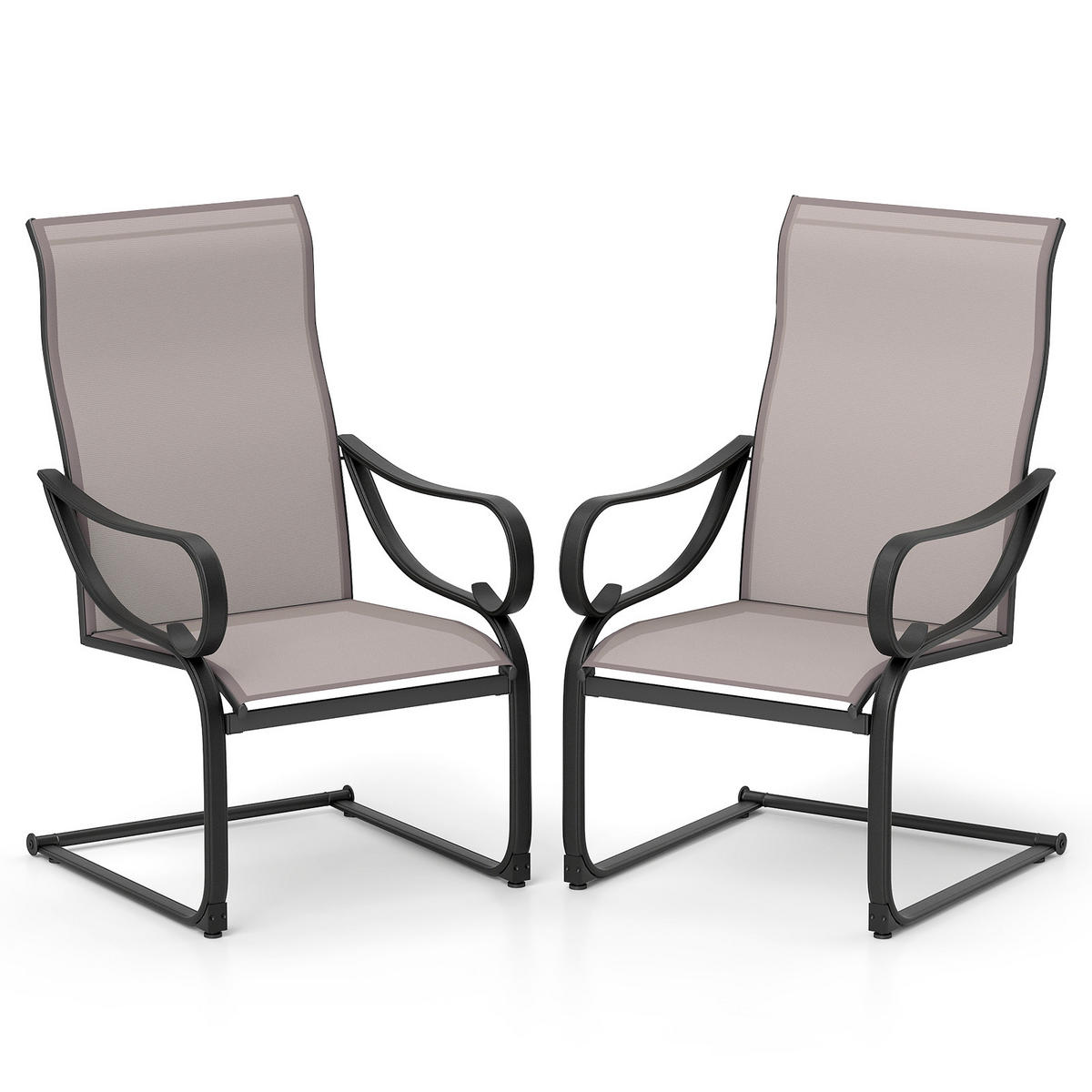 TERRASSENSTUHL Grau(2er-Set) - Grau, Metall (62/108/69cm) - COSTWAY