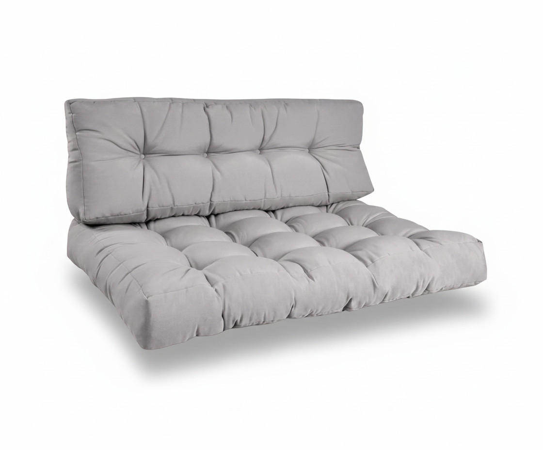 PALETTENKISSEN ECO Style Sitz 120x80x15cm Hellgrau + Rücken (1tlg) - Hellgrau, Textil (80/15/120cm) - Beautissu 