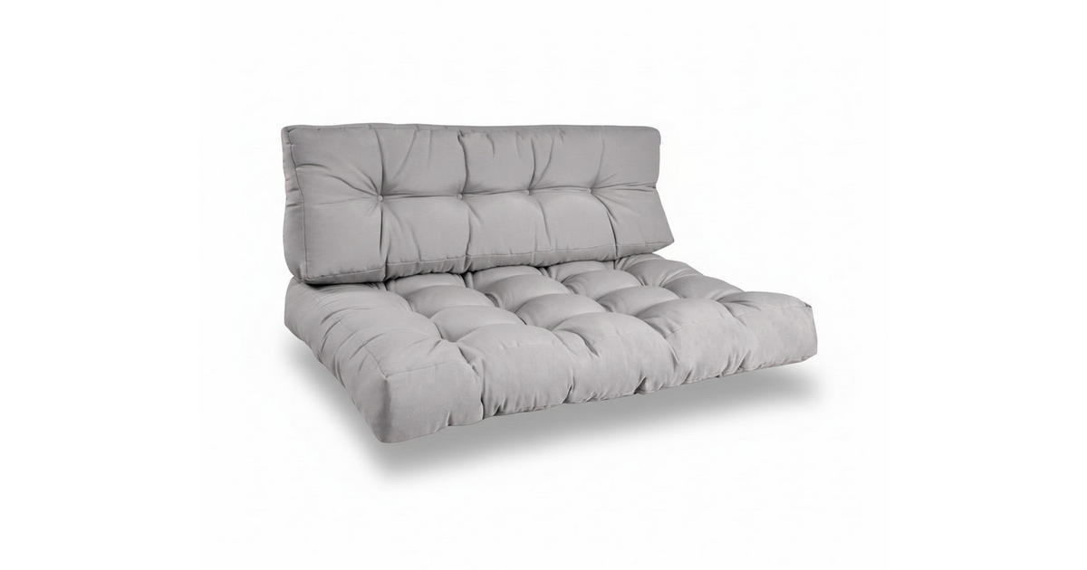 Beautissu PALETTENKISSEN ECO Style Sitz 120x80x15cm Hellgrau + Rücken (1tlg) jetzt nur online ➤