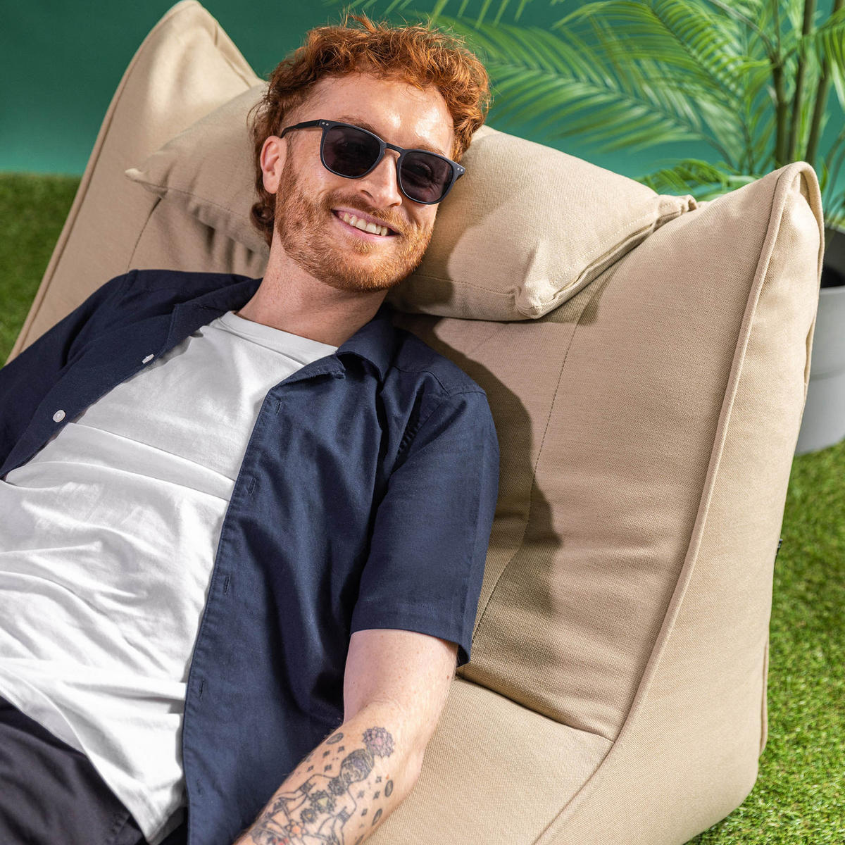 SITZSACK Outdoor mit Bodenkissen Nova - Beige, Textil (84/68/180cm) - icon