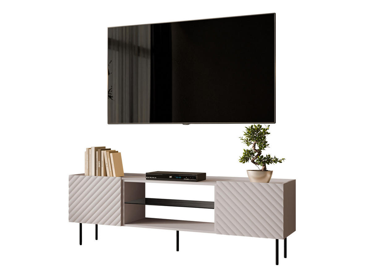 TV-LOWBOARD Lucca 180 2D EF - Kaschmir/Schwarz, Holz/Holzwerkstoff (181/59/40cm) - MIRJAN24