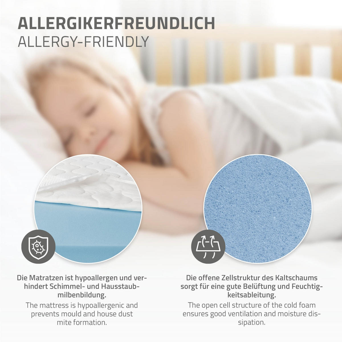 KINDERBETT 90x200 cm Natur mit Matratze H:16 cm - Naturfarben, Kunststoff (90/200cm) - ML-DESIGN