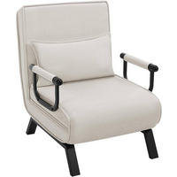 SCHLAFSESSEL 3 in 1, mit Verstellbarer Rückenlehne, Leinen Beige - Beige/Schwarz, Textil/Metall (65/78/75cm) - Woltu