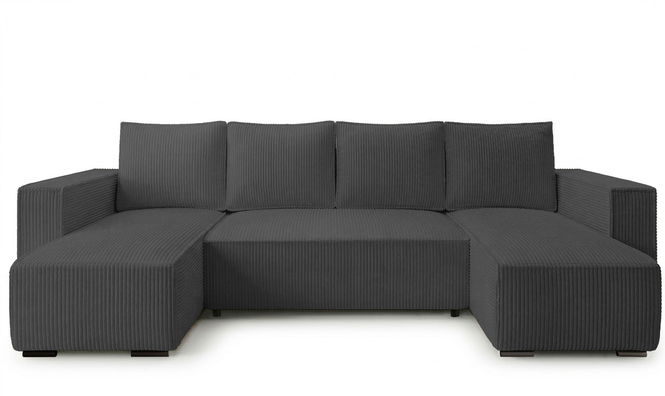 WOHNLANDSCHAFT CUDDY Umit Schlaffunktion und Bettkasten, Farbe: Dunkelgrau, Cordstoff - Dunkelgrau, Textil (305/85/140cm) - Storez24