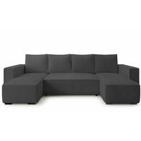 WOHNLANDSCHAFT CUDDY Umit Schlaffunktion und Bettkasten, Farbe: Dunkelgrau, Cordstoff - Dunkelgrau, Textil (305/85/140cm) - Storez24