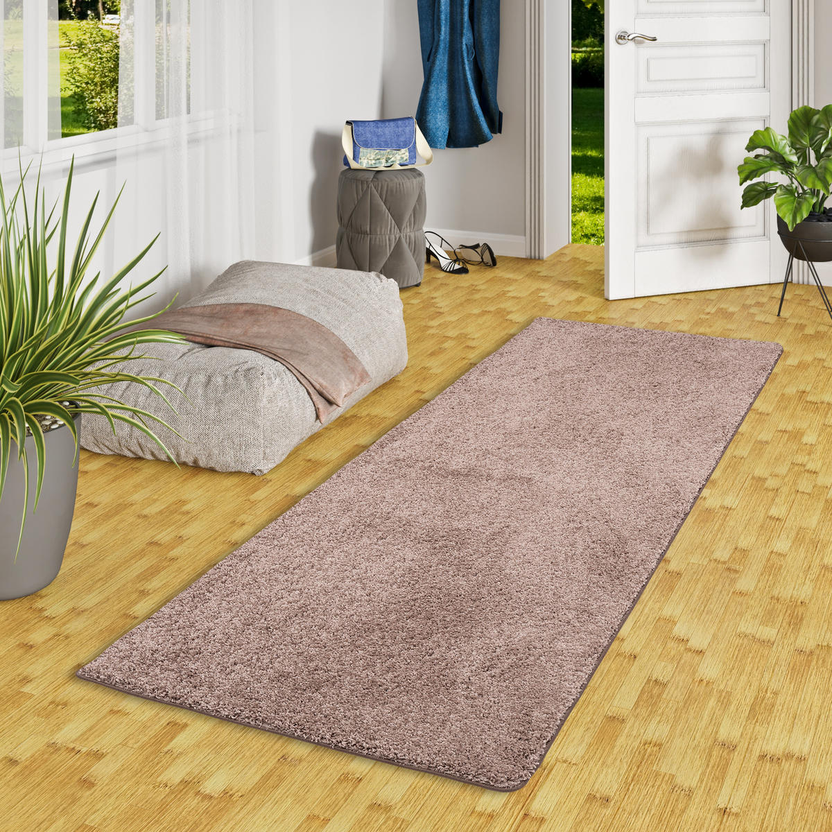 LUXUS HOCHFLOR LANGFLOR LÄUFER TEPPICH MILANO - Mauve, Textil (80/200cm) - Snapstyle