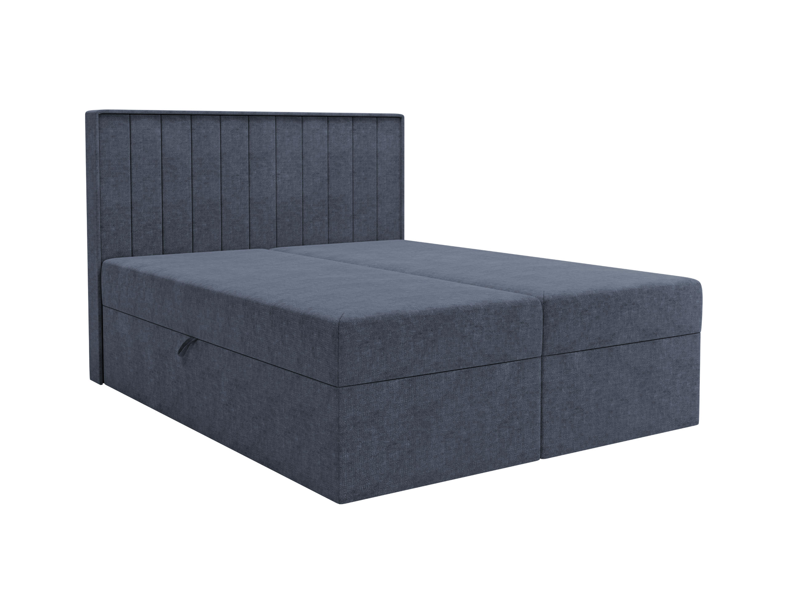 BOXBETT - Taschenmatratze + Topper 140x200 marineblau Chenille - Dunkelblau, Holz/Holzwerkstoff (140/200cm) - SIMKAM Furniture